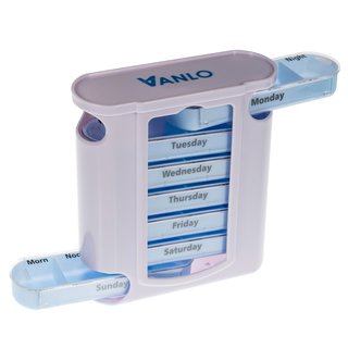 VANLO Tower Pillendose Tablettenbox mit 4 Tageseinteilungen - Englisch