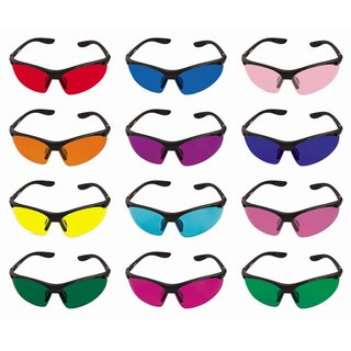 Farbtherapiebrille Sport sportliches Design mit schwarzem Rahmen in 12 verschiedenen Farben