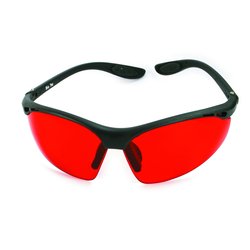 Farbtherapiebrille Sport mit schwarzem Rahmen in Rot