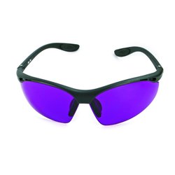Farbtherapiebrille Sport mit schwarzem Rahmen in Violett