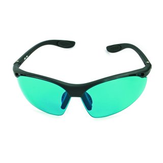 Farbtherapiebrille Sport mit schwarzem Rahmen in Trkis