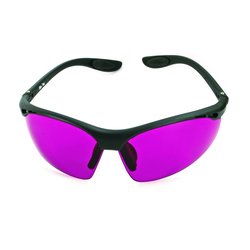 Farbtherapiebrille Sport mit schwarzem Rahmen in Magenta