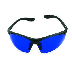 Farbtherapiebrille Sport mit schwarzem Rahmen in Indigo