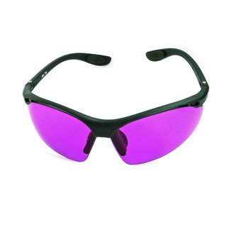 Farbtherapiebrille Sport mit schwarzem Rahmen in Baker-Miller-Pink