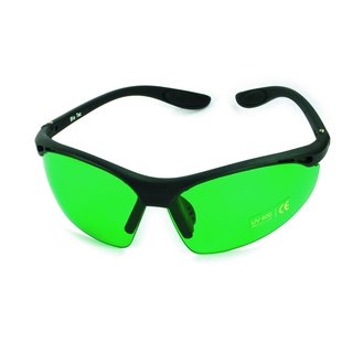 Farbtherapiebrille Sport mit schwarzem Rahmen in Hellgrn