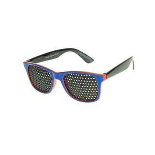 Rasterbrille 410-KD, kindliches blau/rotes Design - ganzflächiger Raster