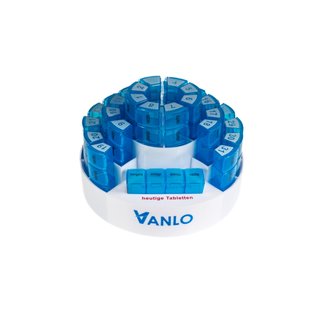 VANLO Monatspillendose Toni 31 Tages-Pillendosen mit 4 Fächern - mit Ablage für Tagesfach