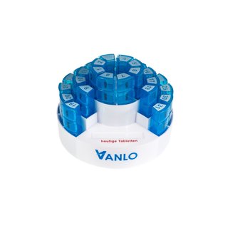 VANLO Monatspillendose Toni 31 Tages-Pillendosen mit 4 Fächern - mit Ablage für Tagesfach