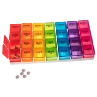 XXL Weekly Pill Box with 4 Compartments per day in leather case