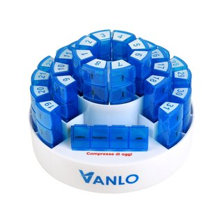  VANLO Monatspillendose Italienisch Toni 31 Tages Pillendosen mit 4 Fächer - mit Ablage für Tagesfach