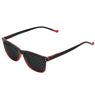 415-ASRB Pinhole Glasses - Black and Red Frame - Bifocal Grid