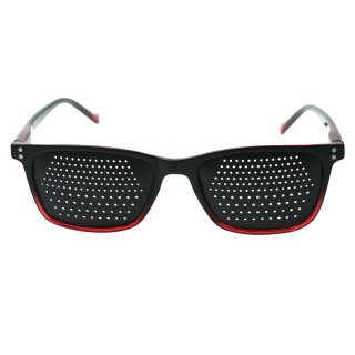 415-ASRB Pinhole Glasses - Black and Red Frame - Bifocal Grid