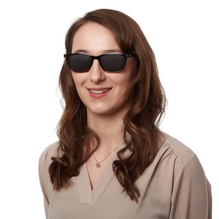 Rasterbrille 415-ASRP - schwarz roter Rahmen - quadratisches Raster