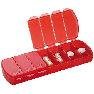 pill box Seven Days with 7 compartments - red