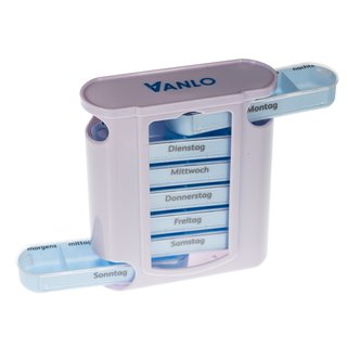 VANLO Tower Pillendose Tablettenbox mit 4 Tageseinteilungen