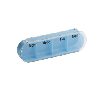 Tower Pillbox Pill box for 7 Days with 4 Daily schedule lines - English