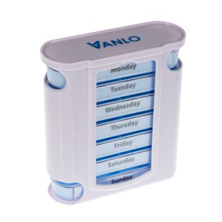 VANLO Tower Pillendose Tablettenbox mit 4 Tageseinteilungen - Englisch