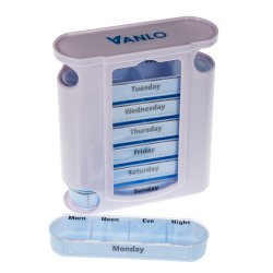 VANLO Tower Pillendose Tablettenbox mit 4...