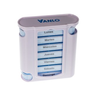 Tower Pillbox Pill box for 7 Days with 4 Daily schedule lines - Spanish