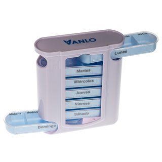 Tower Pillbox Pill box for 7 Days with 4 Daily schedule lines - Spanish