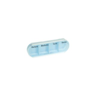 Tower Pillbox Pill box for 7 Days with 4 Daily schedule lines - Spanish