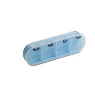 Tower Pillbox Pill box for 7 Days with 4 Daily schedule lines - French