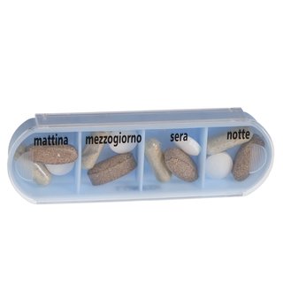 Tower Pillbox Pill box for 7 days with 4 daily schedule lines - Italian