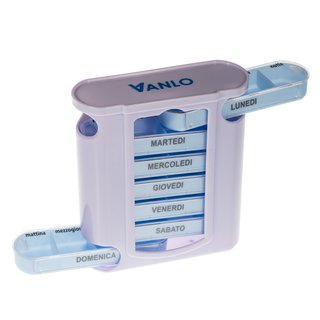 VANLO Tower Pillendose Tablettenbox mit 4 Tageseinteilungen - Italienisch