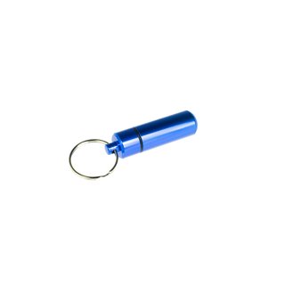 Aufbewahrungsdose Aluminium XS wasserdicht mit Schlüsselring in Blau