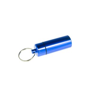 Aufbewahrungsdose Aluminium XL wasserdicht mit Schlüsselring in Blau
