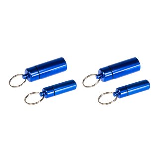 Pill Box Aluminium pack of 4 - waterproof with key ring - Special package